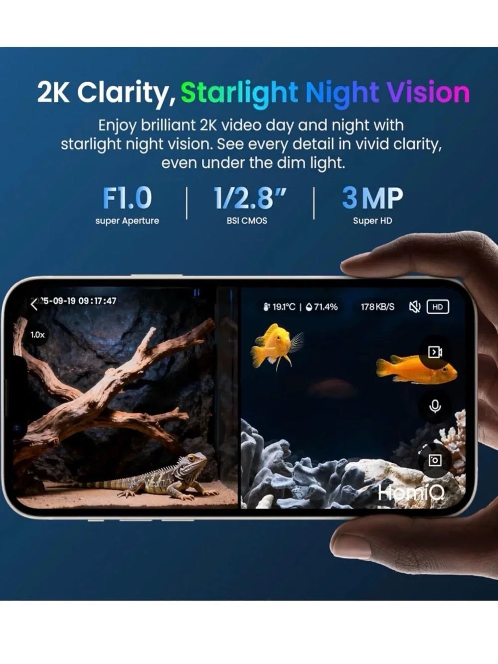 3MP 2K Aquarium & Terrarium Pet Camera